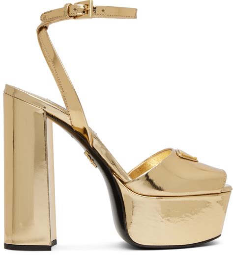 prada gold heels|Prada heels platform.